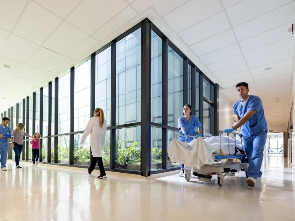 Pfleger auf Station in einem Krankenhaus.