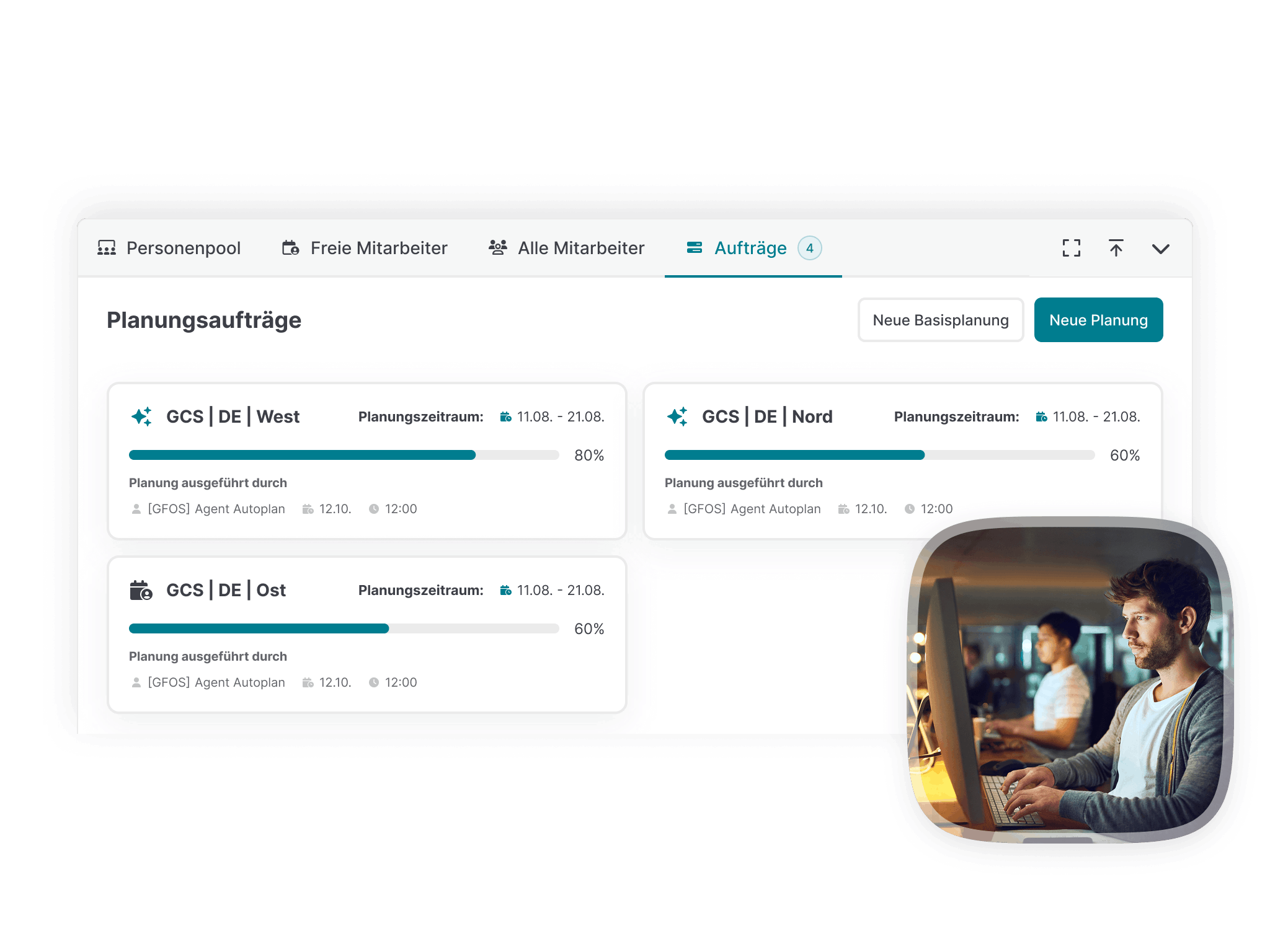 Mockup des autmotischen Planungsvorschlags in der GFOS Personaleinsatzplanung