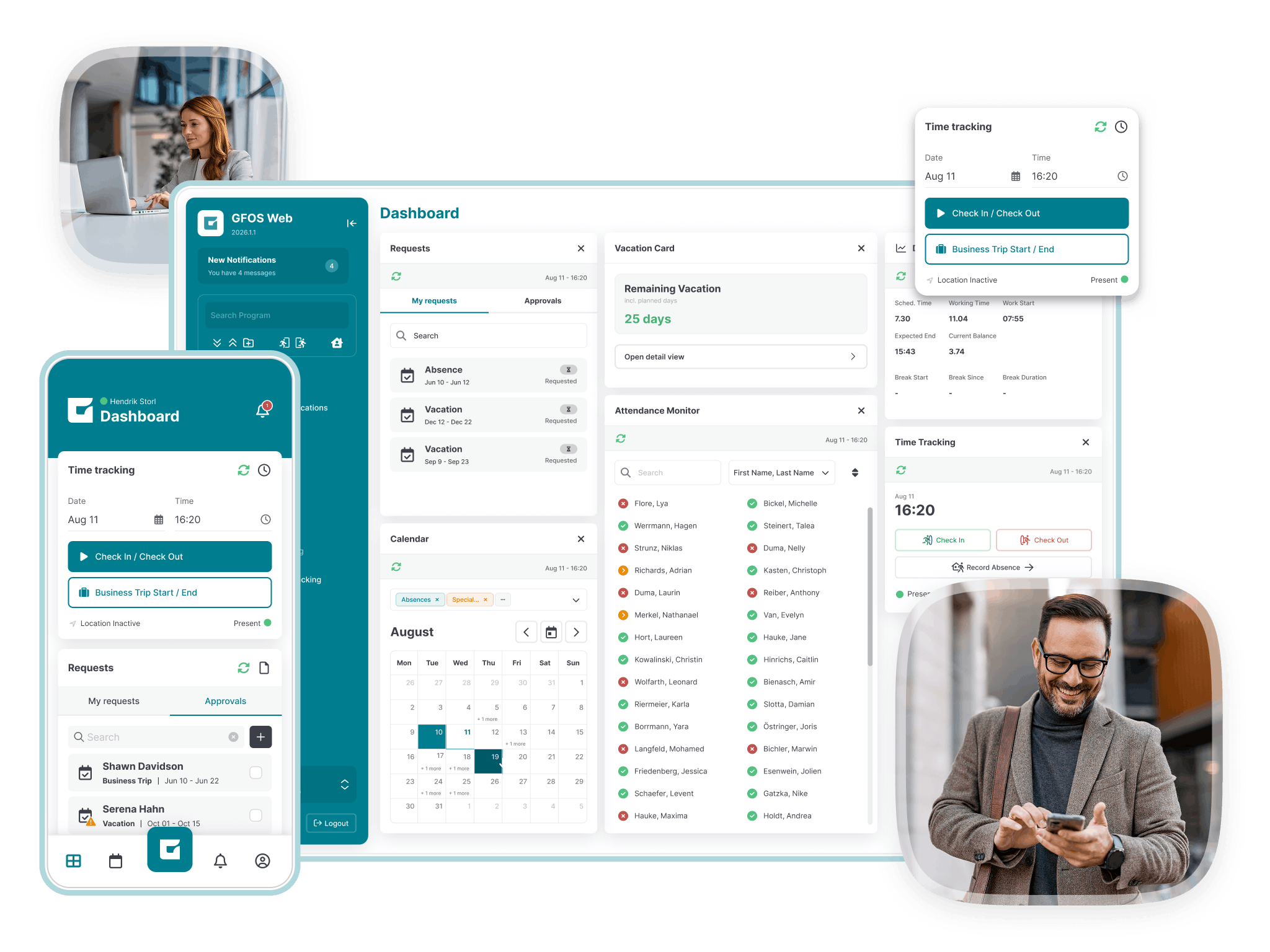 Make time and absence tracking easy and integrate your employees directly with GFOS