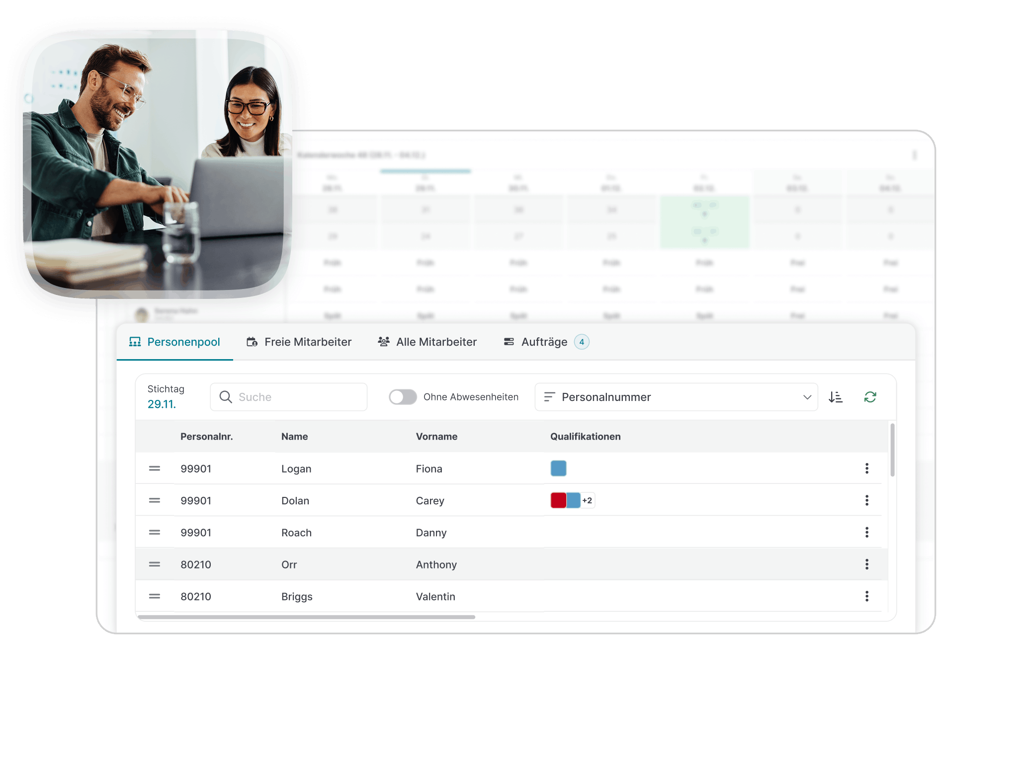 In der Einsatzplanung lassen sich diverse Voraussetzungen direkt berücksichtigen - auch die Mitarbeiterwünsche.
