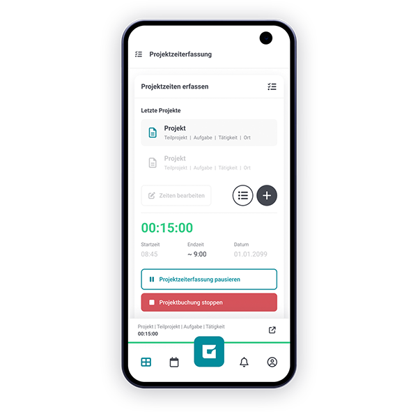 Erfassen Sie Projektzeiten in der GFOS App.