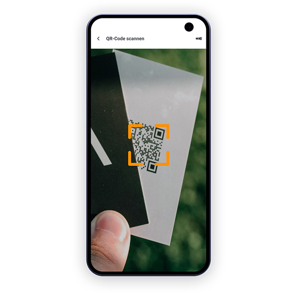 Nutzen Sie die QR-Code-Scannfunktion der Zeiterfassung App.