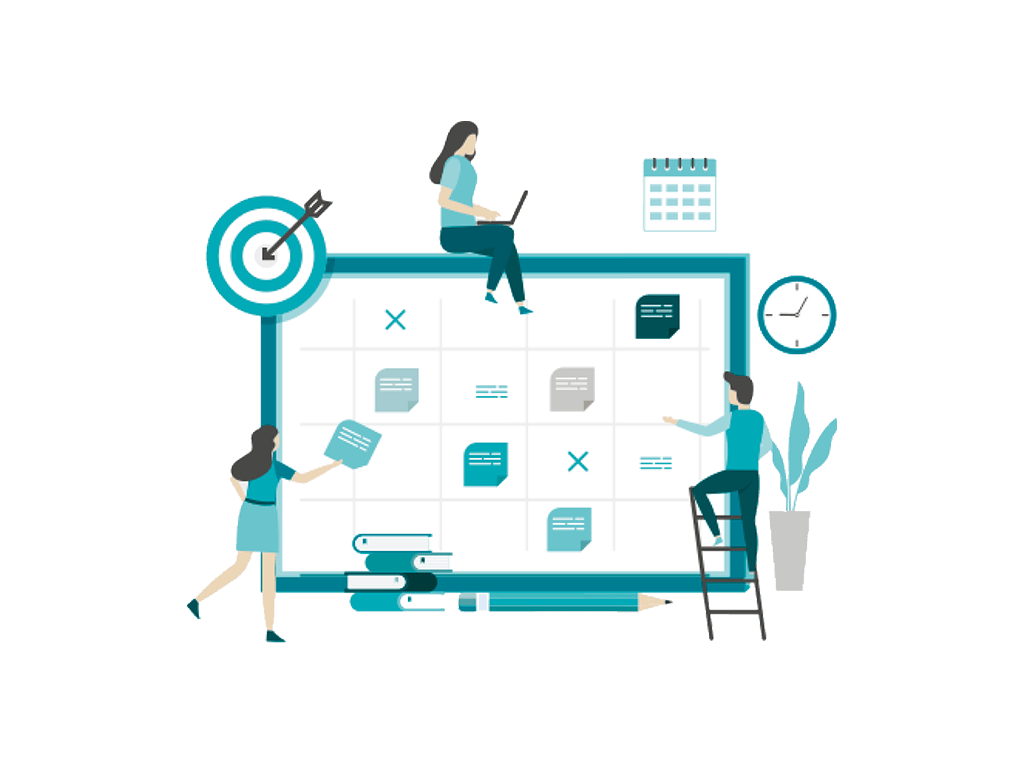 Representational visualization of a workforce scheduling process; © iStock-1283545009