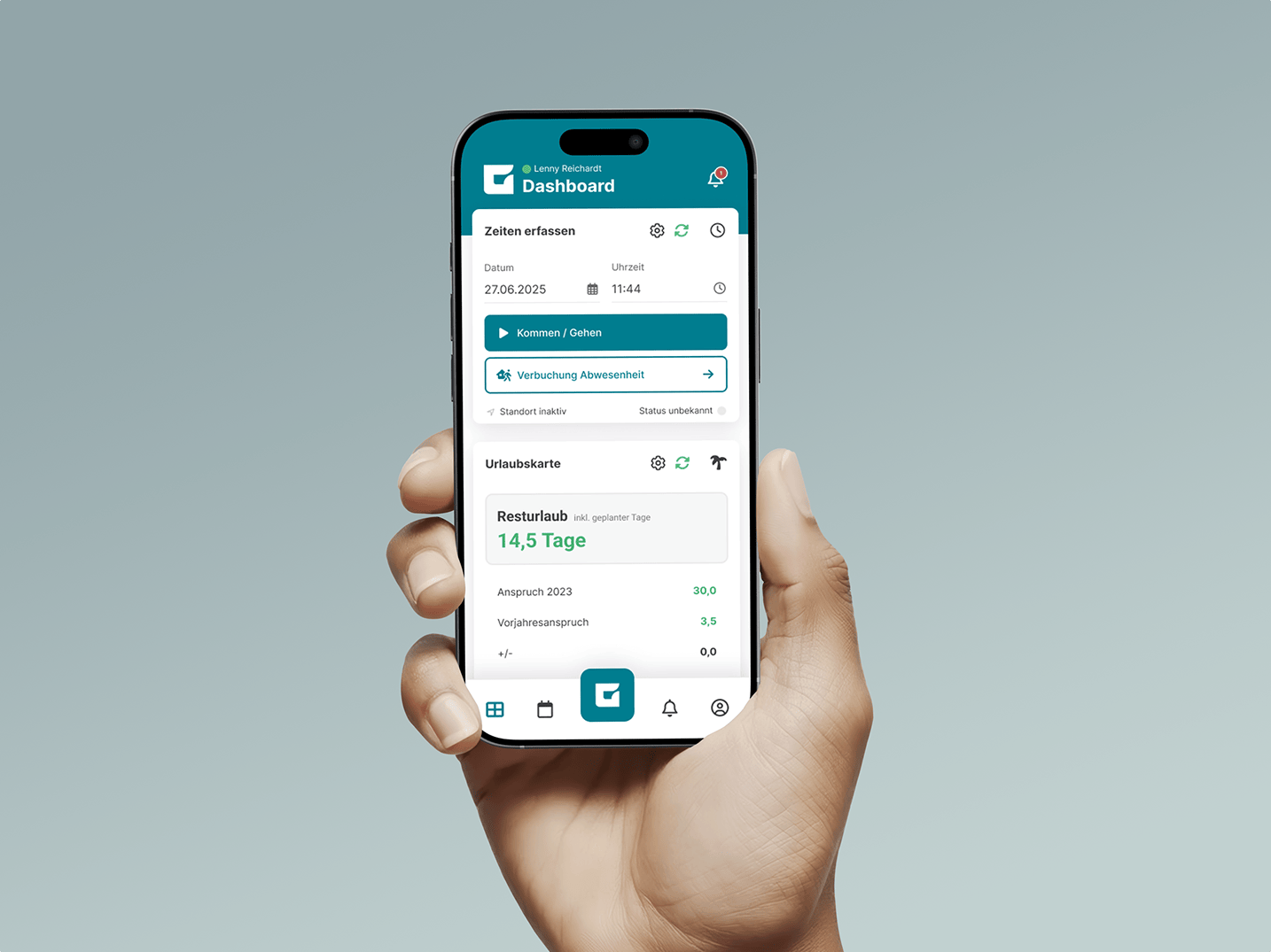 Dashboard-Ansicht auf dem Smartphone in der GFOS App