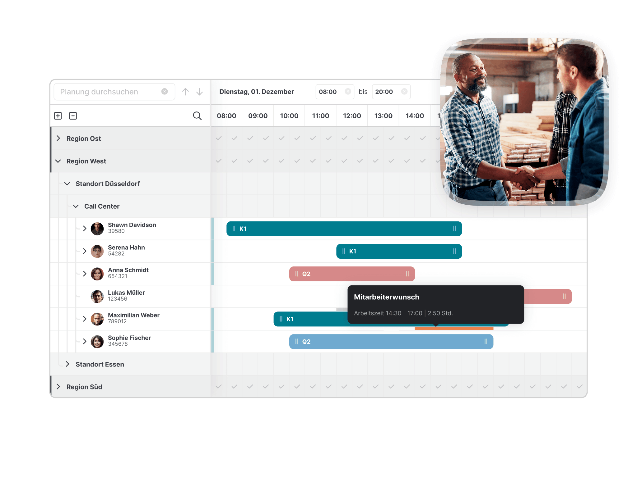 Ein Wunschdienstplan entsteht mit GFOS direkt in der Planungssoftware durch intelligente Schritte