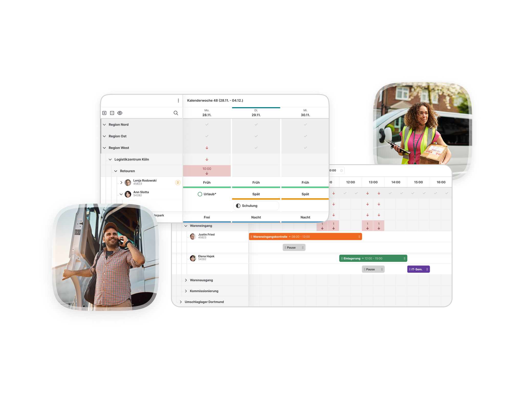 Software-Screenshots der Personaleinsatzplanung von GFOS