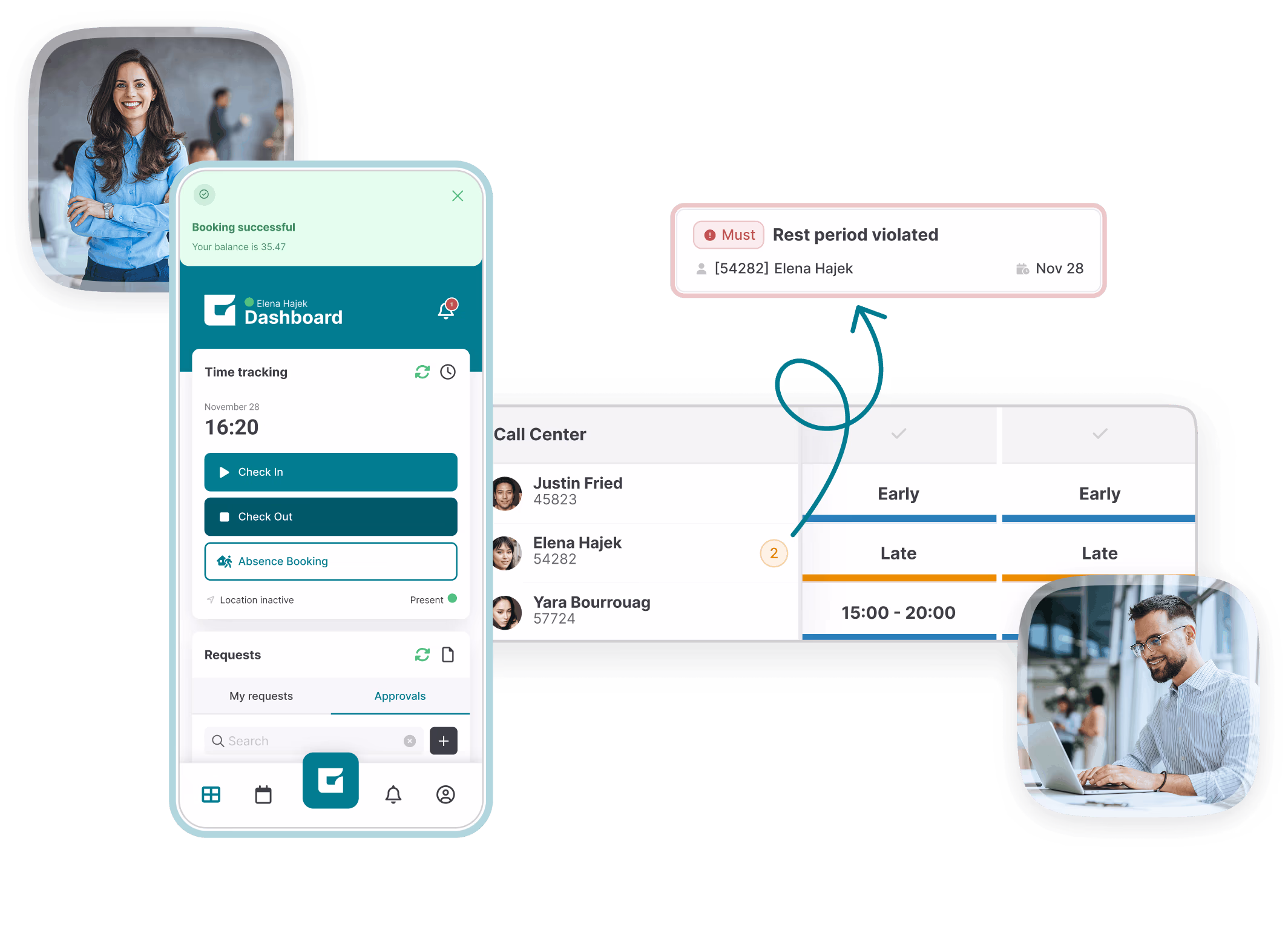 Mockup of time tracking using GFOS software