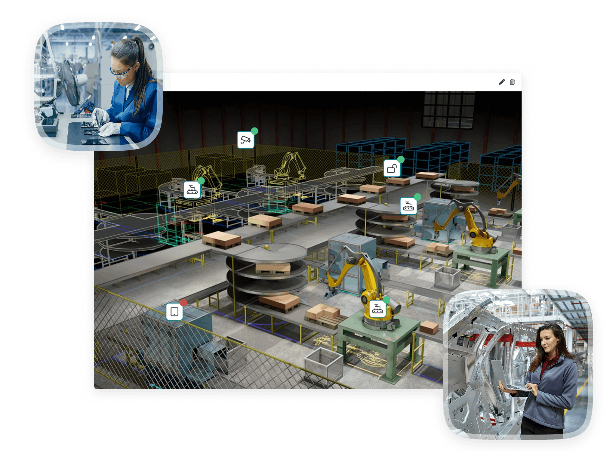 Illustration of the various areas of an access control solution in manufacturing