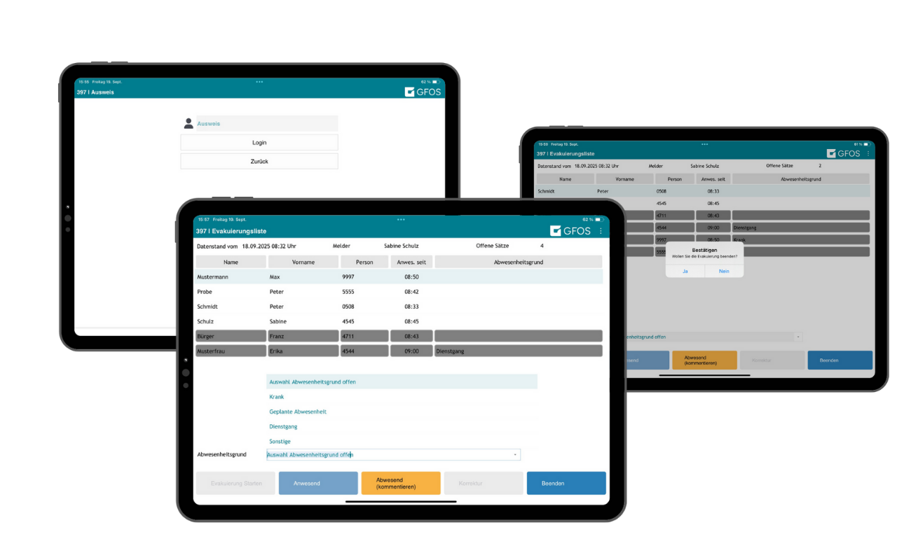 GFOS evacuation list is also available on tablets via app